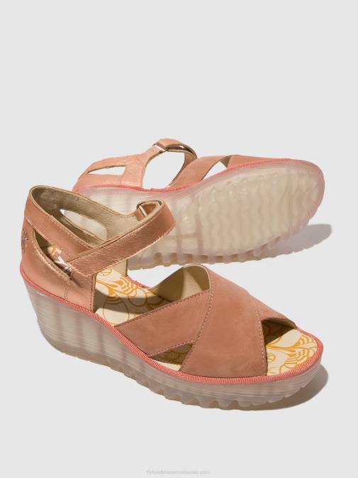 PINK/BLUSH GOLD XX0D504 Ankle Strap Sandals YENT365 Fly London Women