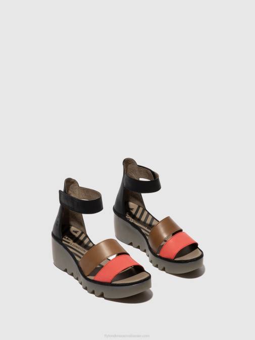 RASPBERRY/GROUND/BLACK XX0D423 Strappy Sandals BONO290 Fly London Women