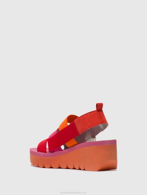 RED/ORANGE (ROSE) XX0D426 Strappy Sandals YERE847 Fly London Women