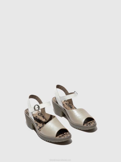 SILVER/ OFFWHITE XX0D444 Sling-Back Sandals WELY439 Fly London Women