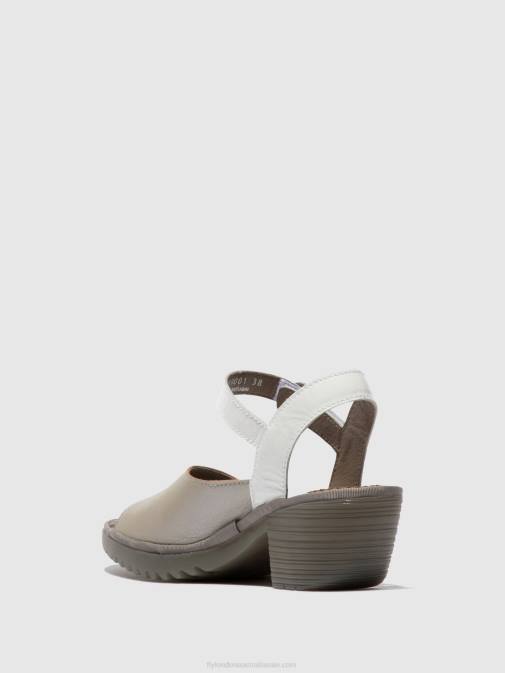 SILVER/ OFFWHITE XX0D444 Sling-Back Sandals WELY439 Fly London Women