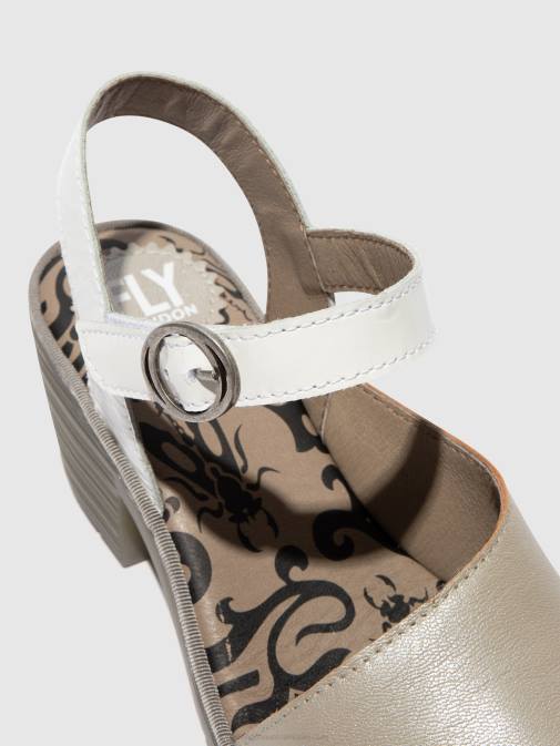 SILVER/ OFFWHITE XX0D444 Sling-Back Sandals WELY439 Fly London Women