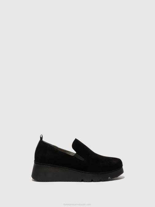 KID SUEDE BLACK XX0D665 Slip-on Shoes PECE406 Fly London Women