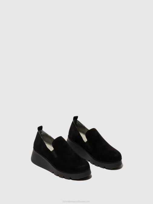 KID SUEDE BLACK XX0D665 Slip-on Shoes PECE406 Fly London Women