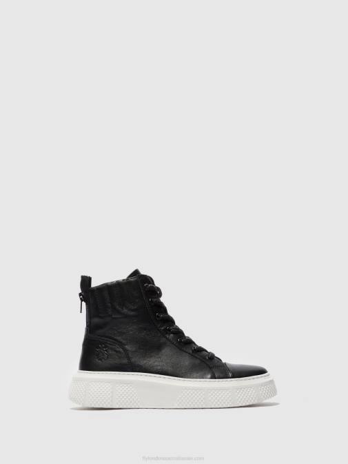 DUBLIN BLACK (WHITE SOLE) XX0D764 Lace-up Trainers ERBY484 Fly London Women
