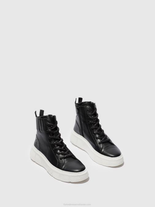 DUBLIN BLACK (WHITE SOLE) XX0D764 Lace-up Trainers ERBY484 Fly London Women
