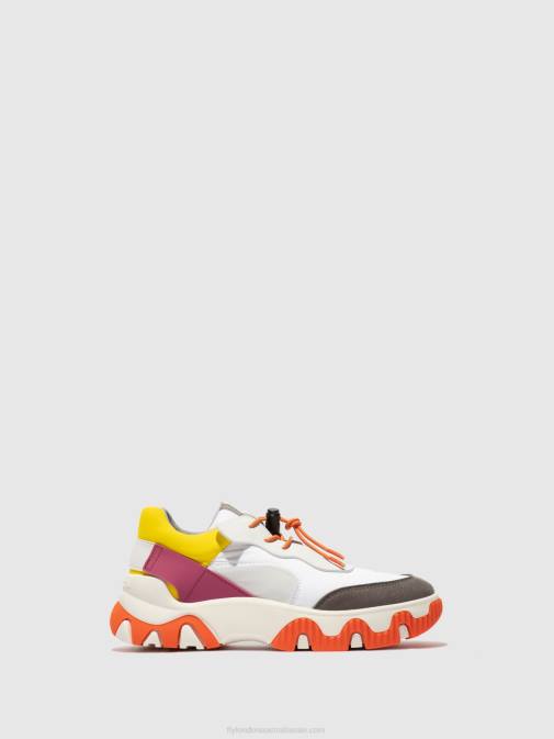 MULTI OFFWHITE/YELLOW/FUCHIA XX0D773 Elasticated Trainers FIAN634 Fly London Women