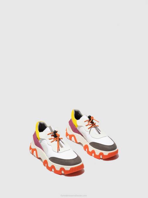 MULTI OFFWHITE/YELLOW/FUCHIA XX0D773 Elasticated Trainers FIAN634 Fly London Women