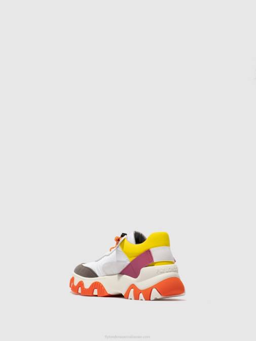 MULTI OFFWHITE/YELLOW/FUCHIA XX0D773 Elasticated Trainers FIAN634 Fly London Women