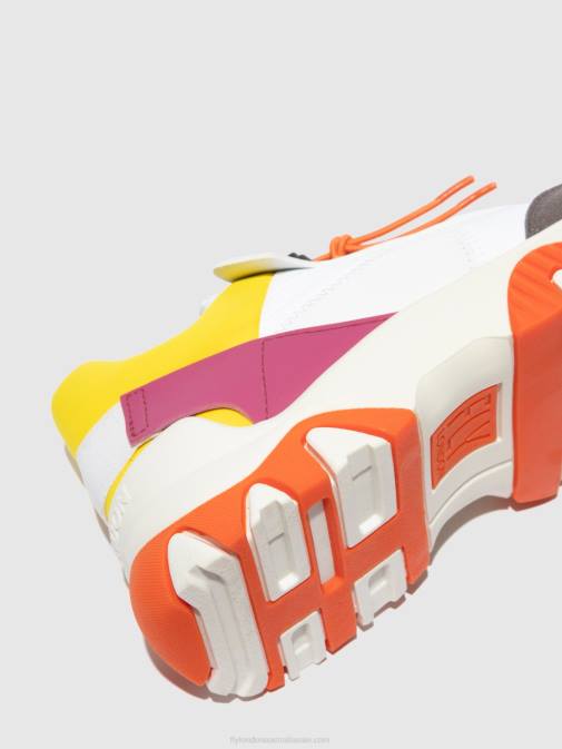 MULTI OFFWHITE/YELLOW/FUCHIA XX0D773 Elasticated Trainers FIAN634 Fly London Women