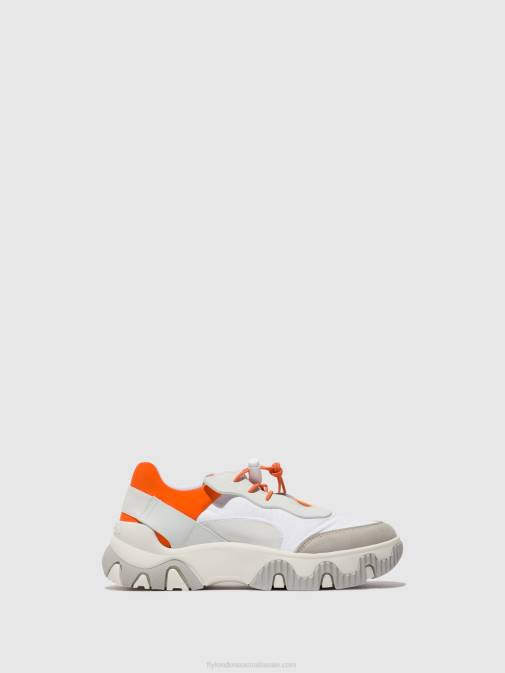 OFFWHITE/CORAL XX0D748 Elasticated Trainers FIAN634 Fly London Women