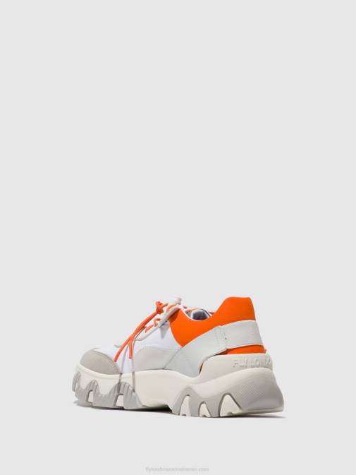 OFFWHITE/CORAL XX0D748 Elasticated Trainers FIAN634 Fly London Women