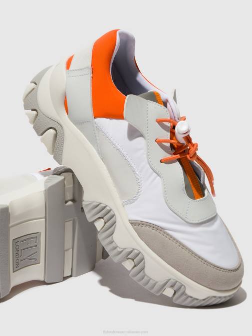 OFFWHITE/CORAL XX0D748 Elasticated Trainers FIAN634 Fly London Women