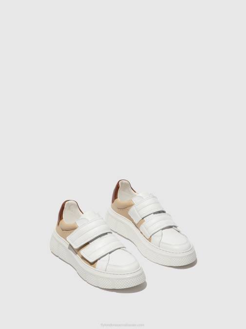 WHITE/BEIGE/COGNAC XX0D751 Velcro Trainers EDDA513 Fly London Women