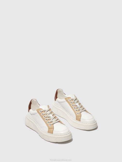 WHITE/BEIGE/COGNAC XX0D757 Lace-up Trainers EMMY510 Fly London Women