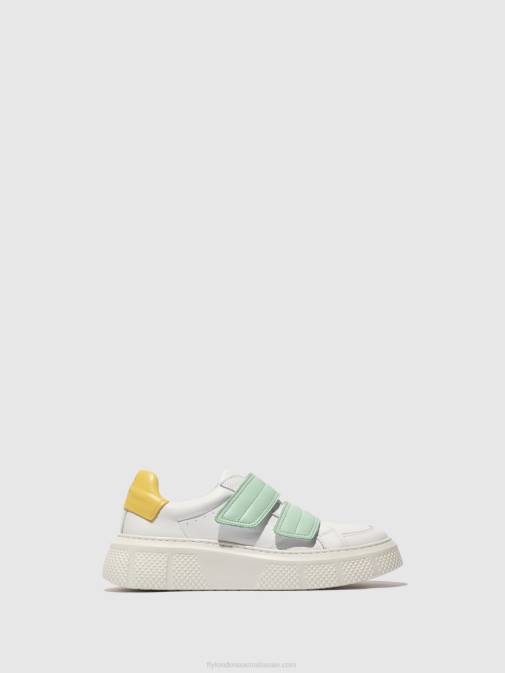 WHITE/MYNT/YELLOW XX0D755 Velcro Trainers EDDA513 Fly London Women