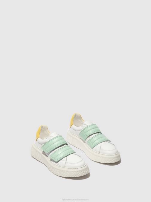 WHITE/MYNT/YELLOW XX0D755 Velcro Trainers EDDA513 Fly London Women
