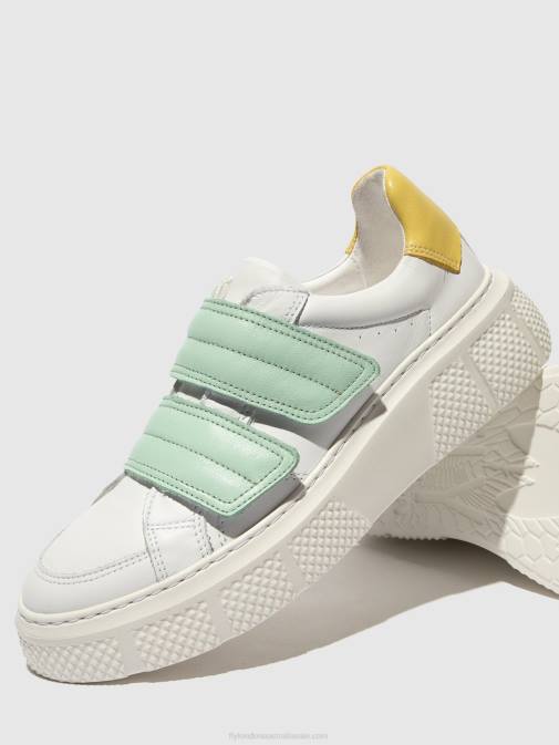 WHITE/MYNT/YELLOW XX0D755 Velcro Trainers EDDA513 Fly London Women